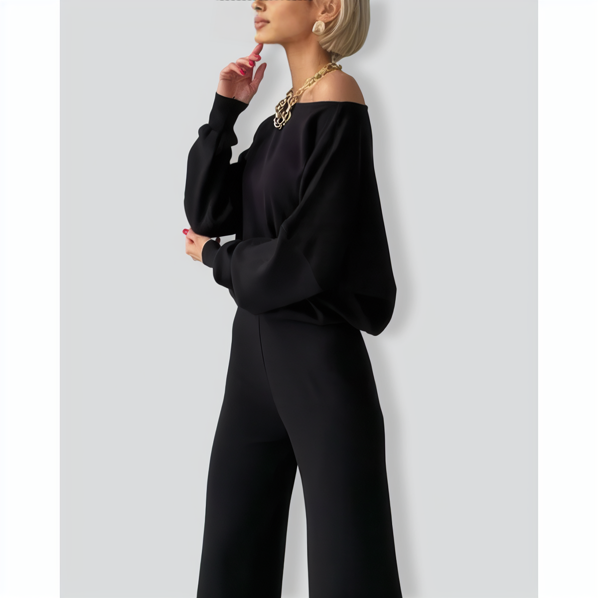 Off-Shoulder Knitted Casual Two-Piece Set