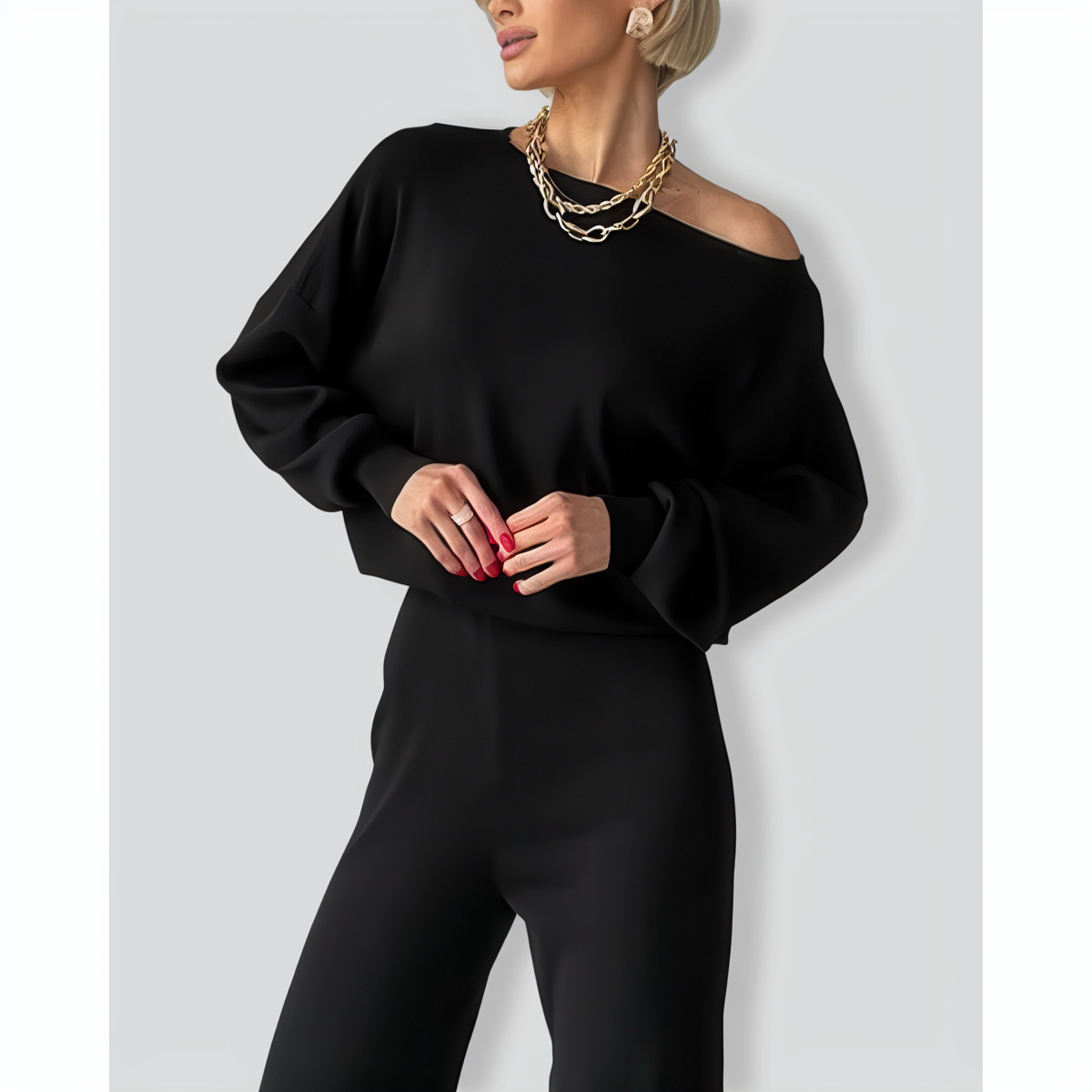 Off-Shoulder Knitted Casual Two-Piece Set