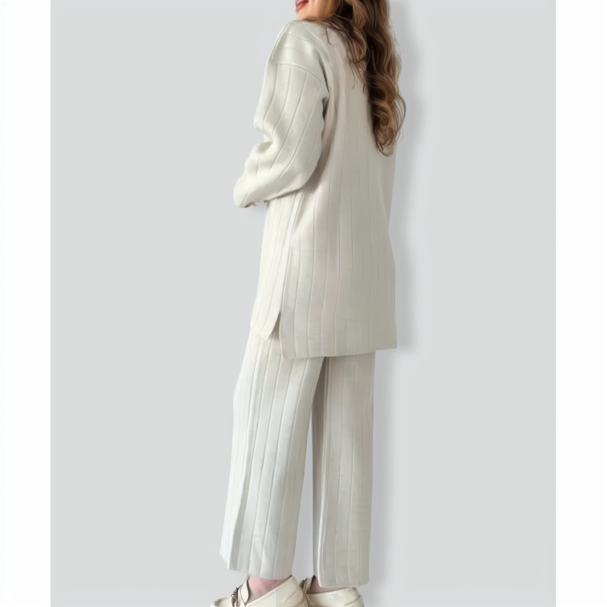 Casual Fashion Solid Color Sweater Two -piece Suit