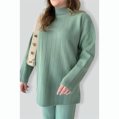 Casual Fashion Solid Color Sweater Two -piece Suit