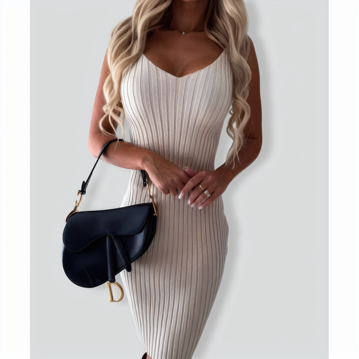 Fashion Solid Color Woolen Camisole Top Two -piece Suit