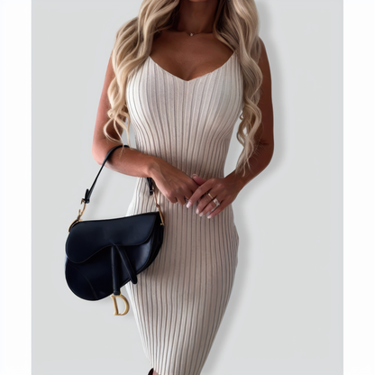 Fashion Solid Color Woolen Camisole Top Two -piece Suit