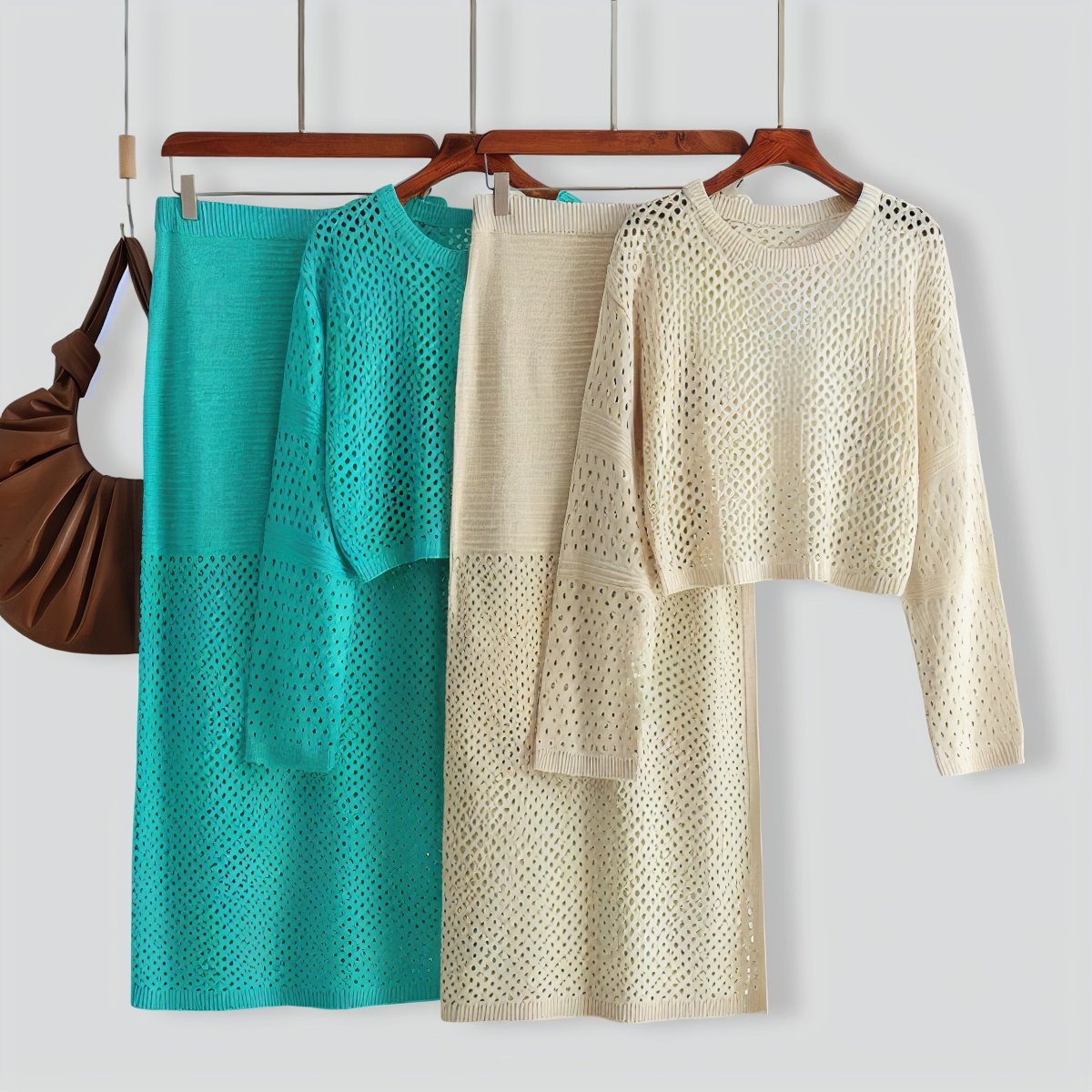 Stylish Hollow Top & Skirt Two-Piece Set