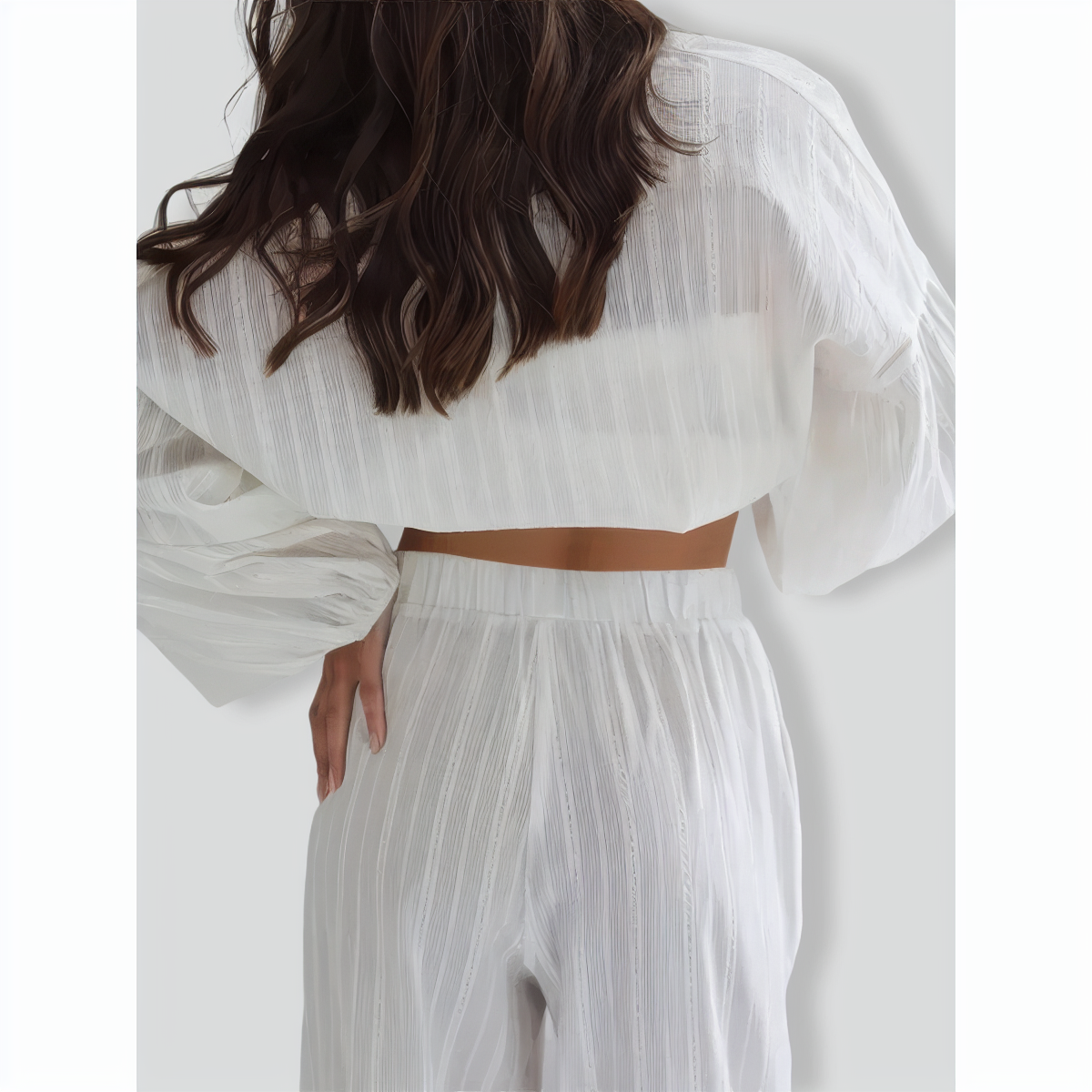 Loose Simple Cotton Long Sleeve & Trousers Two-Piece Set