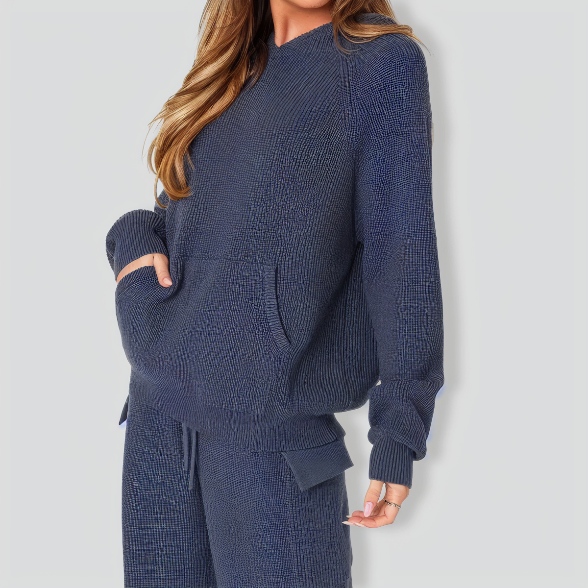 Stylish Hooded Sportswear Casual Sweater Two-Piece Set