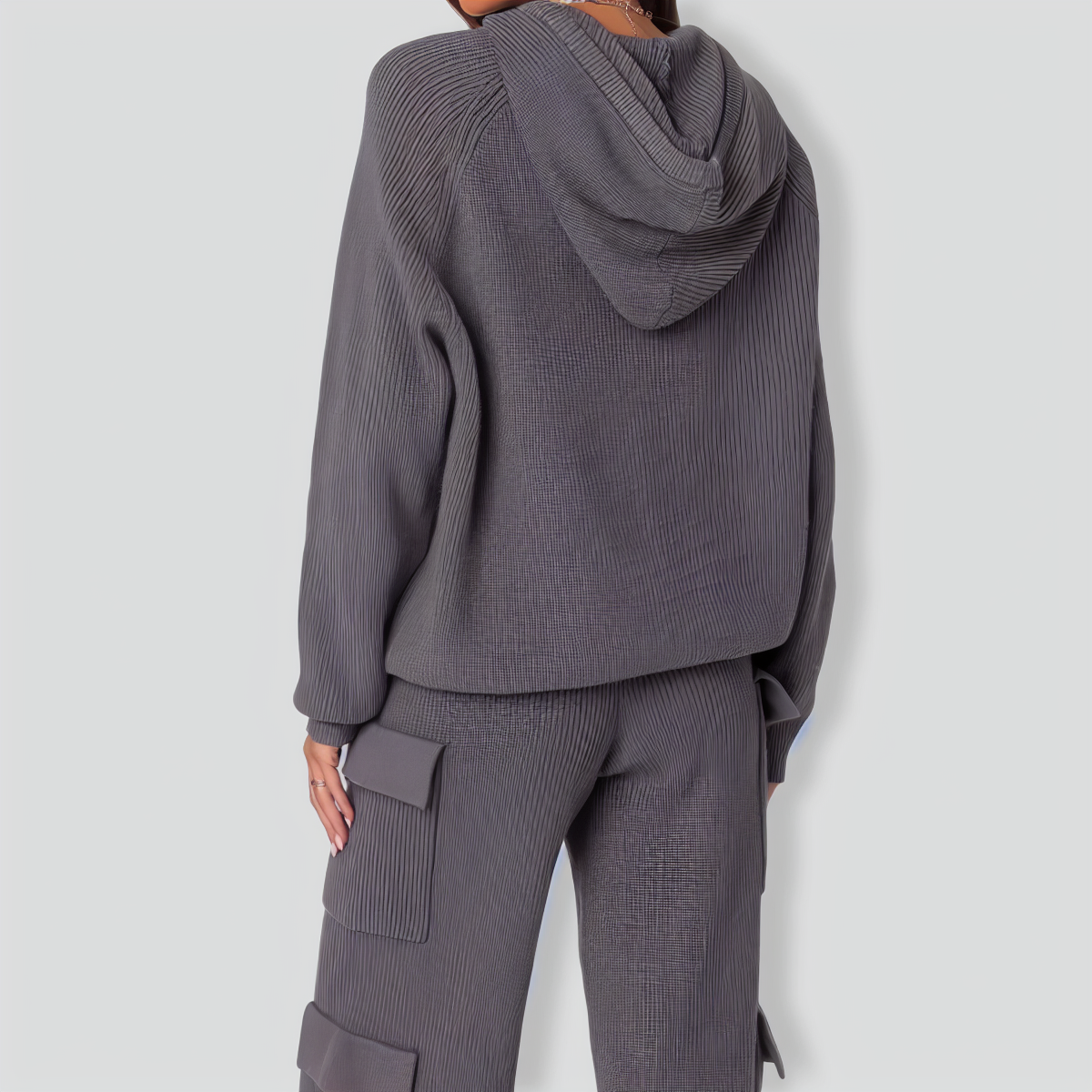 Stylish Hooded Sportswear Casual Sweater Two-Piece Set