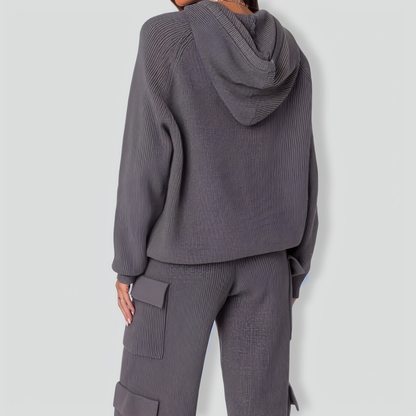 Stylish Hooded Sportswear Casual Sweater Two-Piece Set