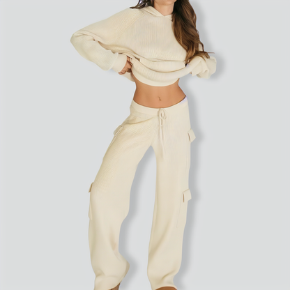 Stylish Hooded Sportswear Casual Sweater Two-Piece Set