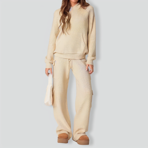 Stylish Hooded Sportswear Casual Sweater Two-Piece Set