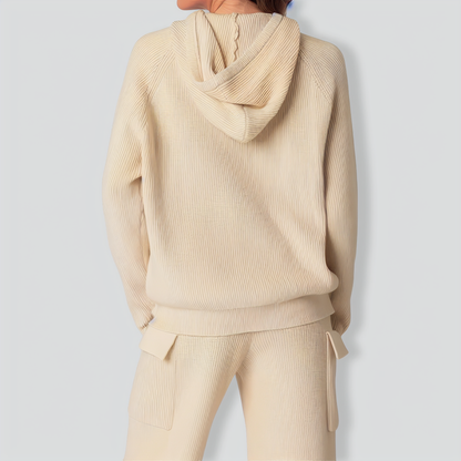 Stylish Hooded Sportswear Casual Sweater Two-Piece Set