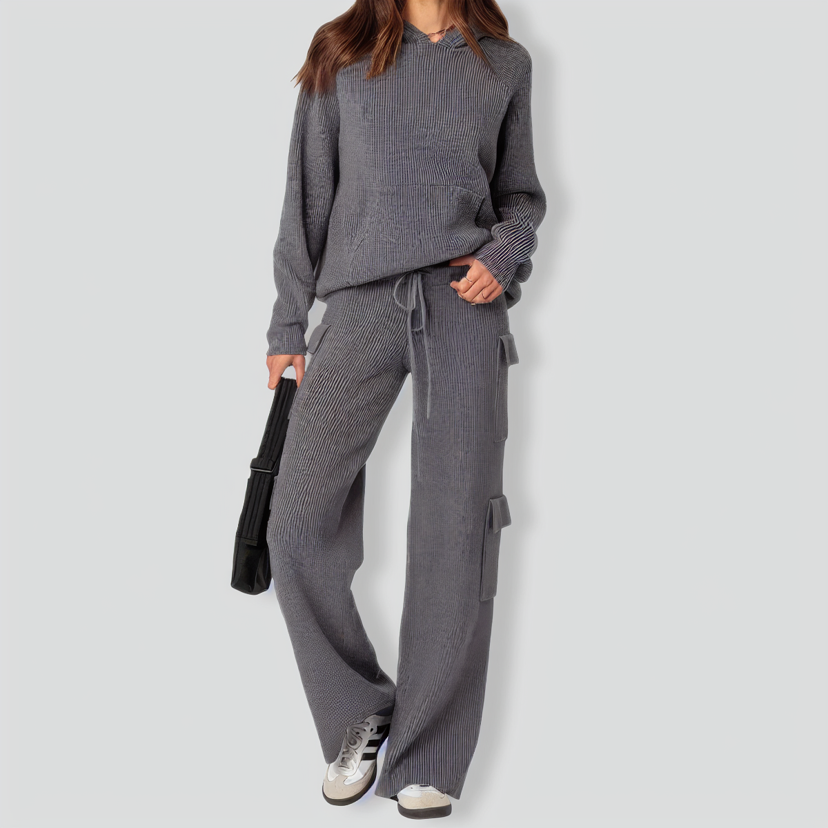 Stylish Hooded Sportswear Casual Sweater Two-Piece Set