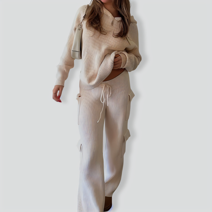 Stylish Hooded Sportswear Casual Sweater Two-Piece Set