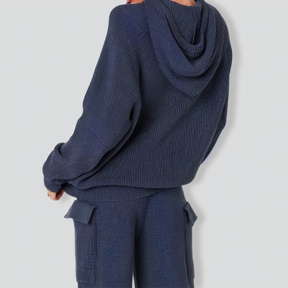 Stylish Hooded Sportswear Casual Sweater Two-Piece Set