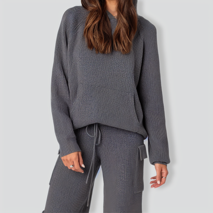 Stylish Hooded Sportswear Casual Sweater Two-Piece Set