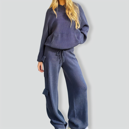 Stylish Hooded Sportswear Casual Sweater Two-Piece Set