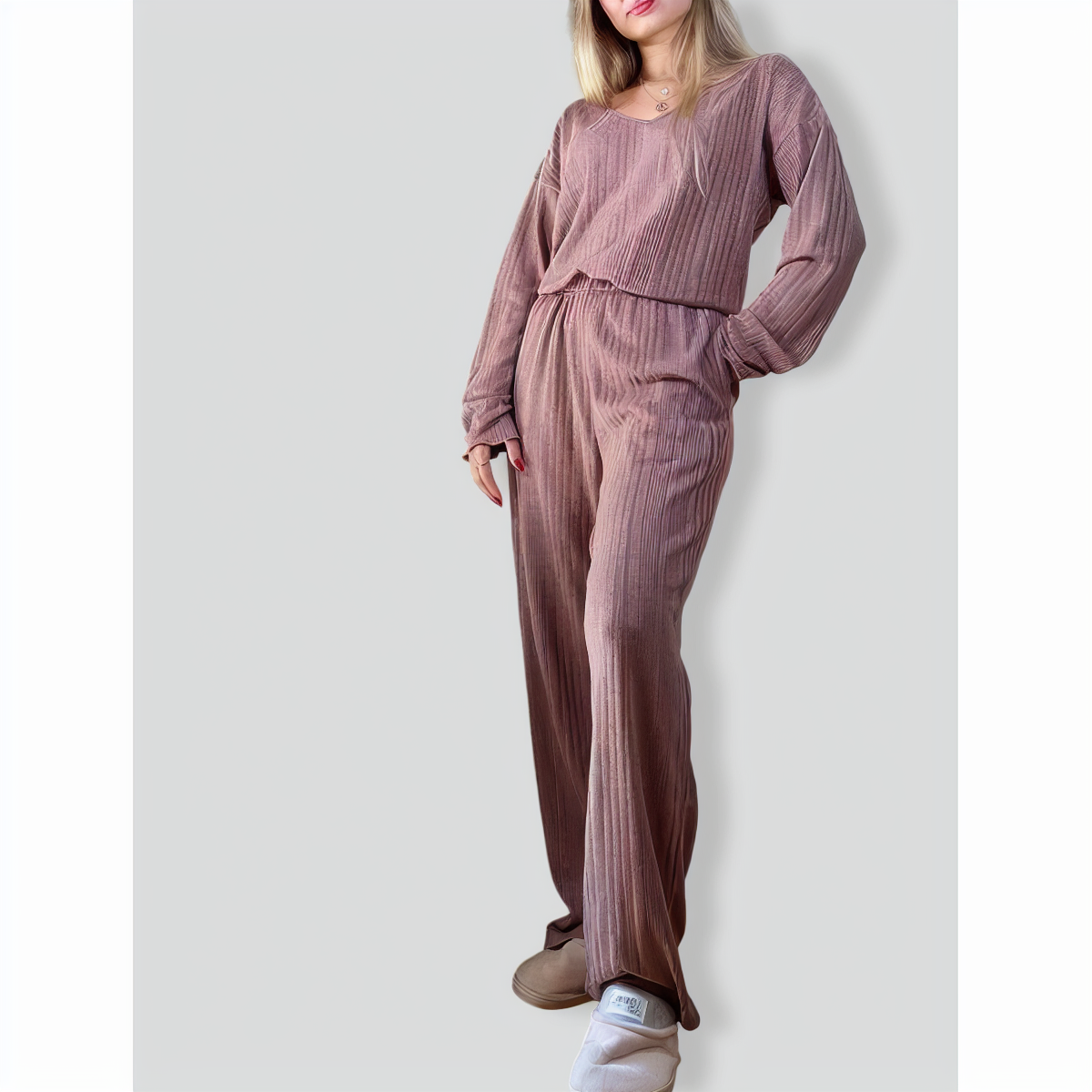 Warm Long Sleeve & Long Pants Pajamas Two Piece Set