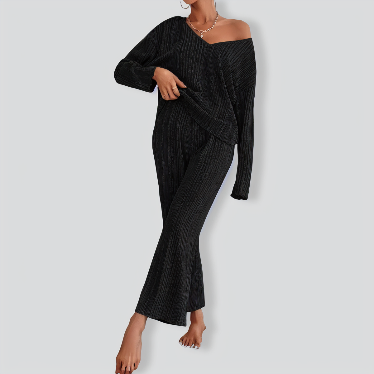 Warm Long Sleeve & Long Pants Pajamas Two Piece Set