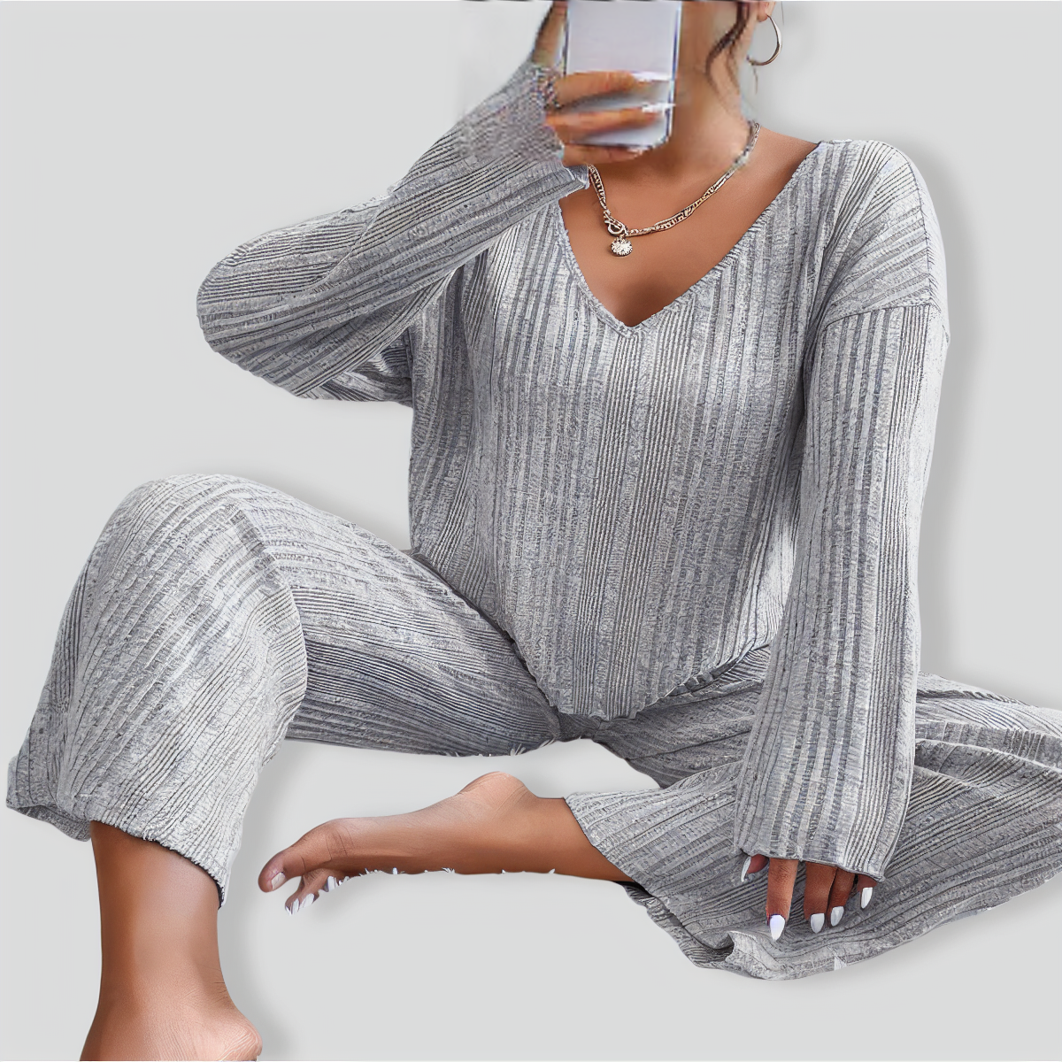 Warm Long Sleeve & Long Pants Pajamas Two Piece Set
