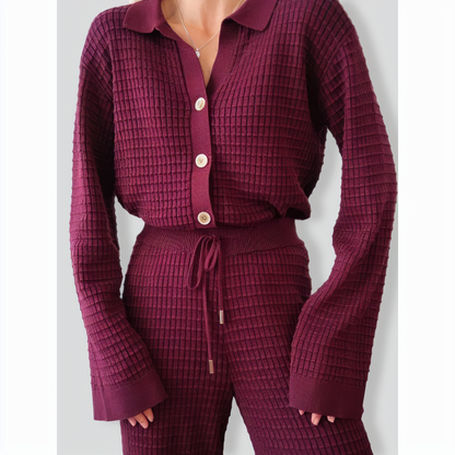 Waffle knitted Casual Two-Piece Set