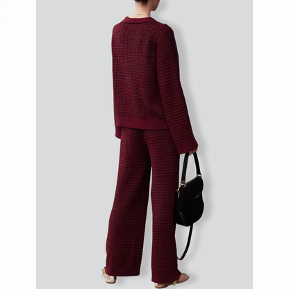 Waffle knitted Casual Two-Piece Set