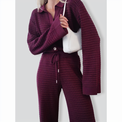 Waffle knitted Casual Two-Piece Set