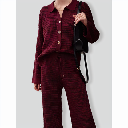 Waffle knitted Casual Two-Piece Set