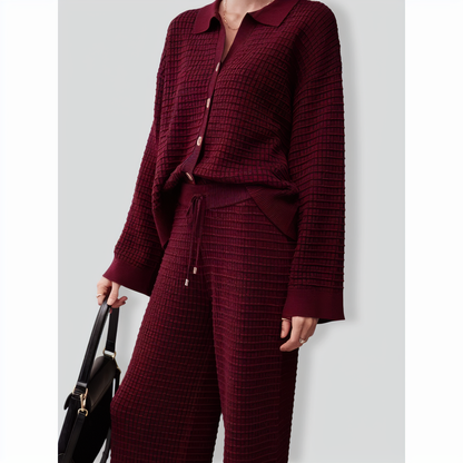 Waffle knitted Casual Two-Piece Set