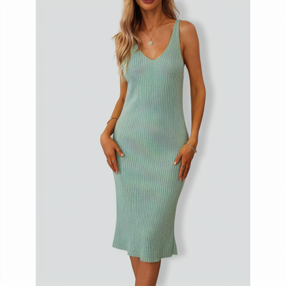 V-Neck Pullover Dress & Sweater Cardigan Set