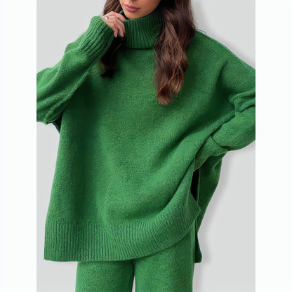 Stylish Solid Color Loose Casual Knitted Set