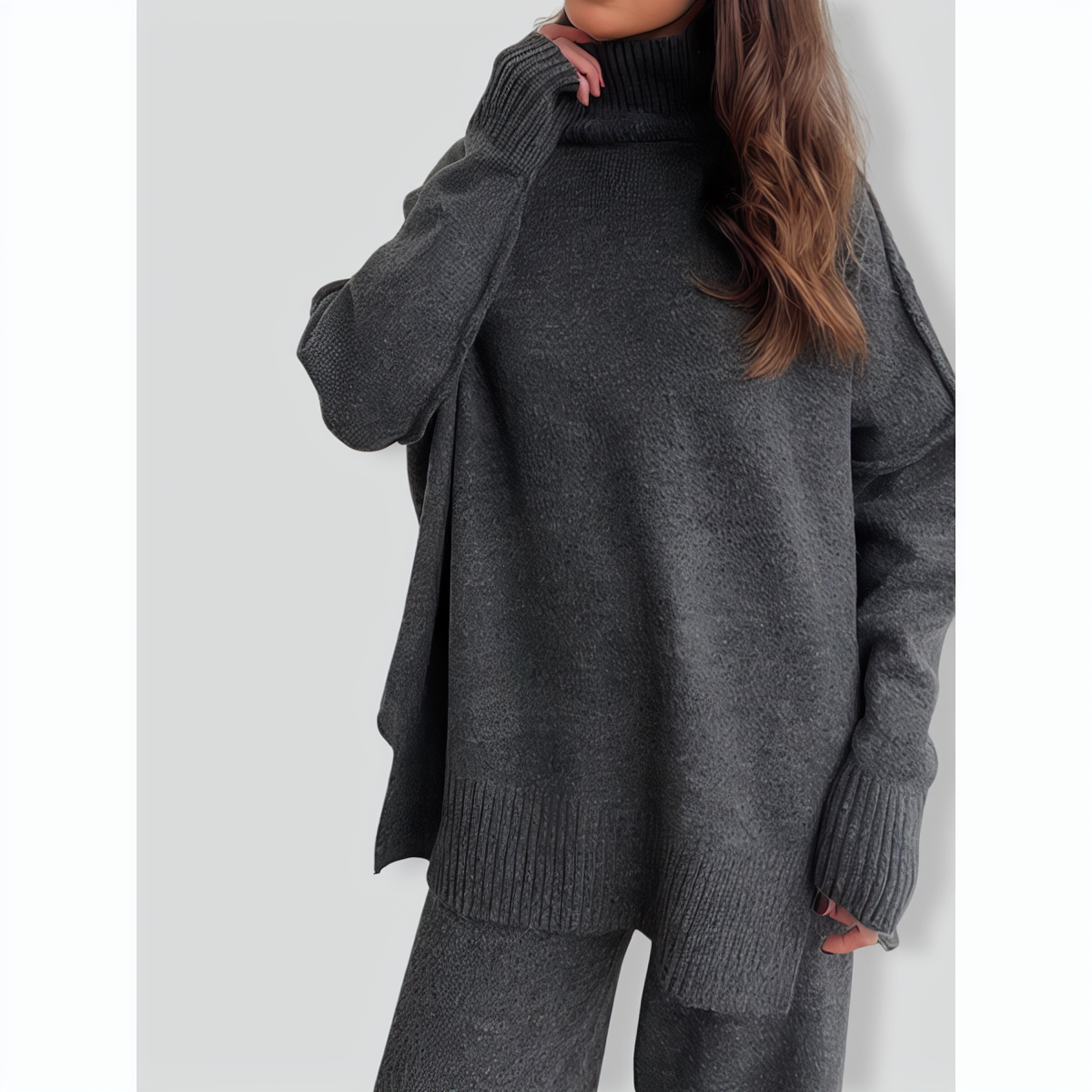 Stylish Solid Color Loose Casual Knitted Set