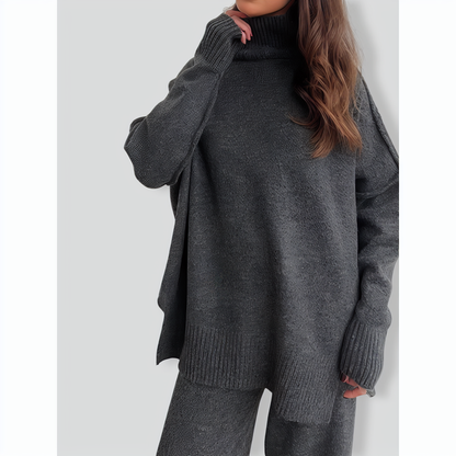 Stylish Solid Color Loose Casual Knitted Set