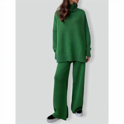 Stylish Solid Color Loose Casual Knitted Set