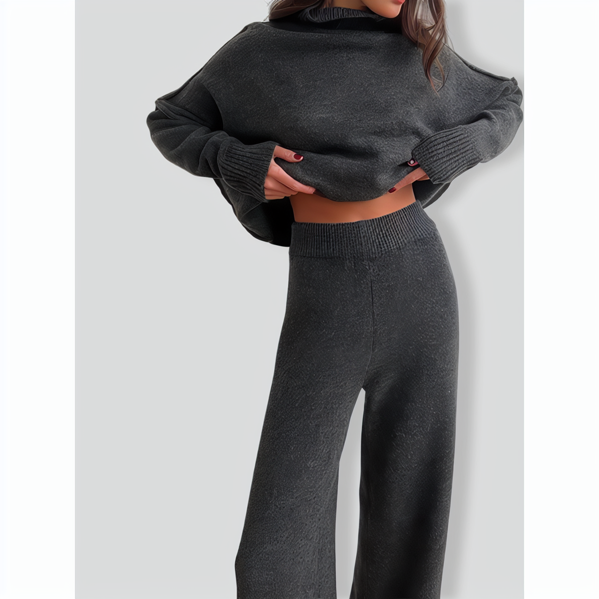 Stylish Solid Color Loose Casual Knitted Set