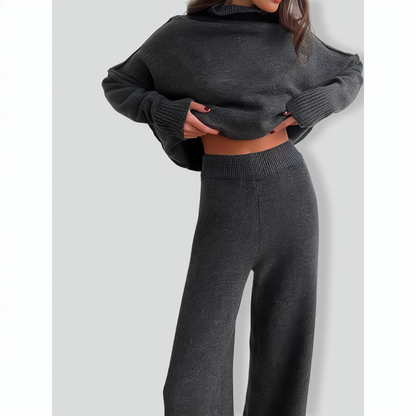 Stylish Solid Color Loose Casual Knitted Set
