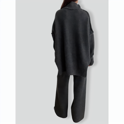 Stylish Solid Color Loose Casual Knitted Set