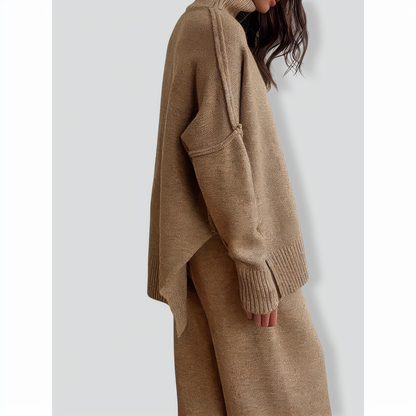 Stylish Solid Color Loose Casual Knitted Set