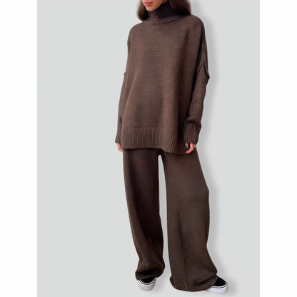 Stylish Solid Color Loose Casual Knitted Set