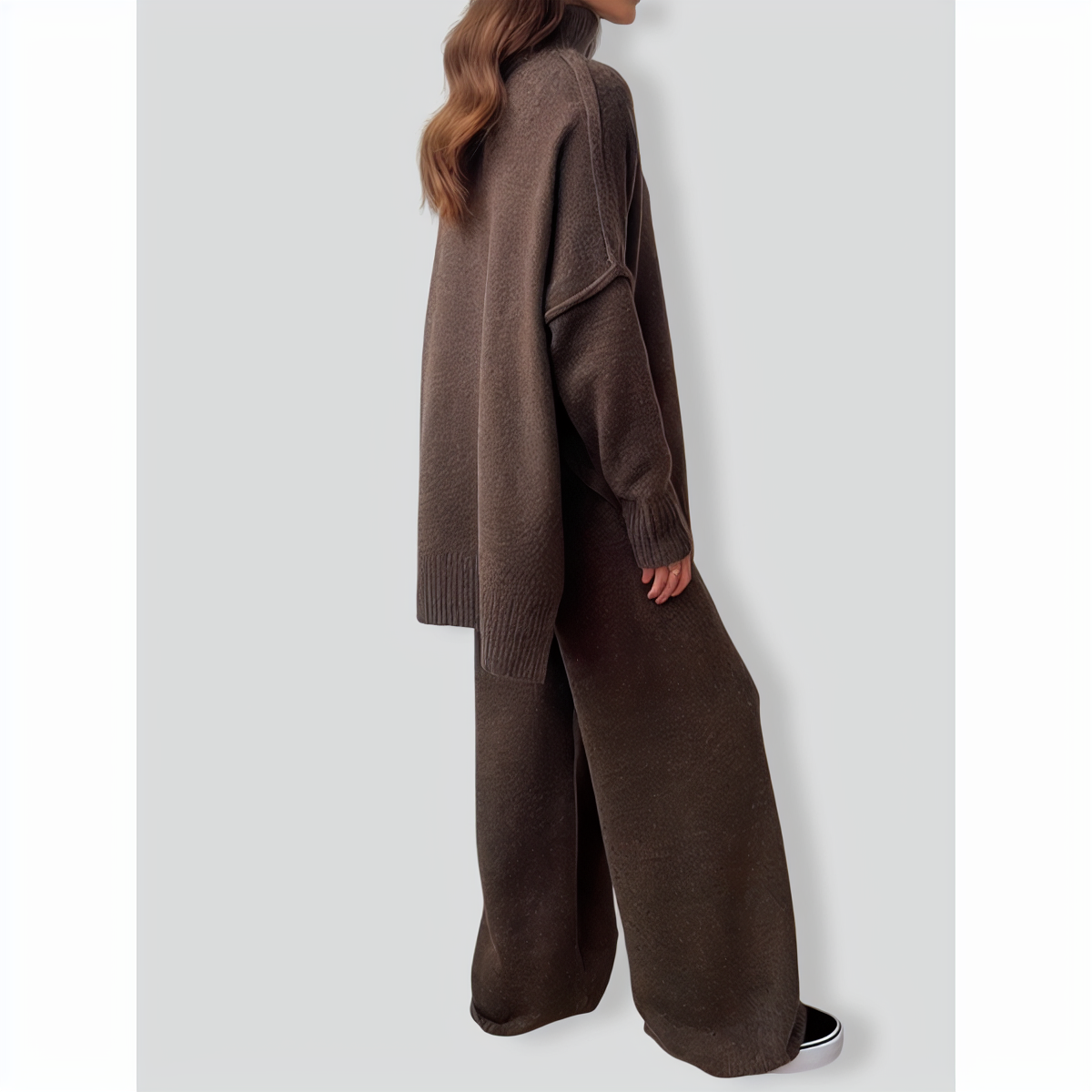 Stylish Solid Color Loose Casual Knitted Set