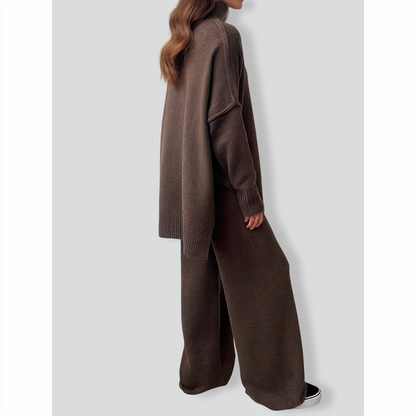 Stylish Solid Color Loose Casual Knitted Set