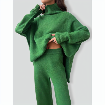 Stylish Solid Color Loose Casual Knitted Set