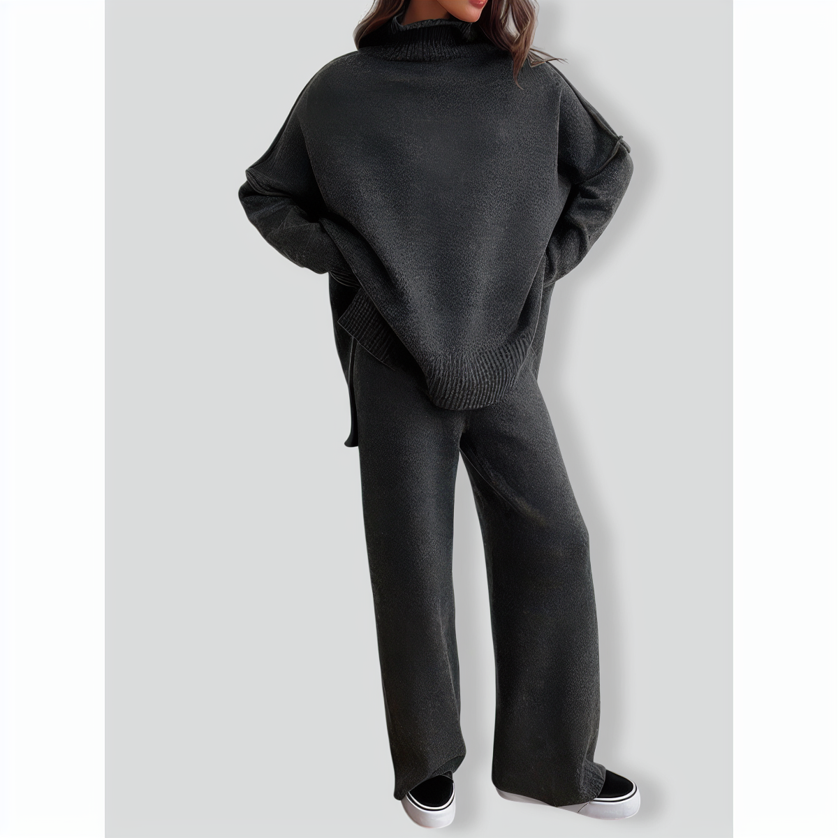 Stylish Solid Color Loose Casual Knitted Set