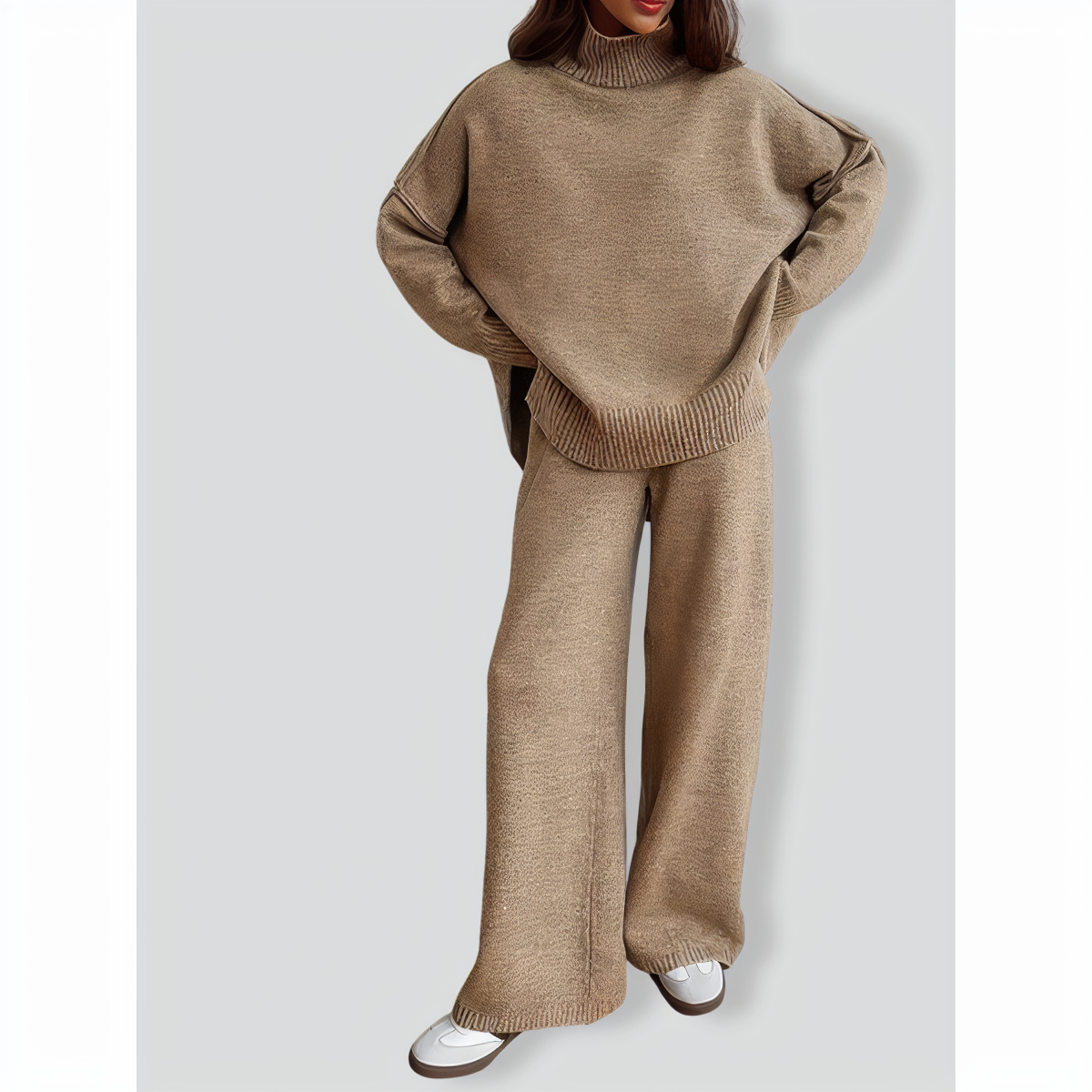 Stylish Solid Color Loose Casual Knitted Set