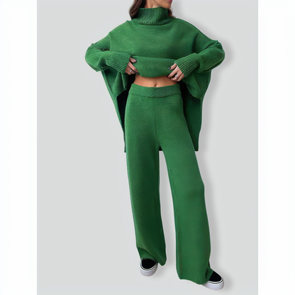 Stylish Solid Color Loose Casual Knitted Set