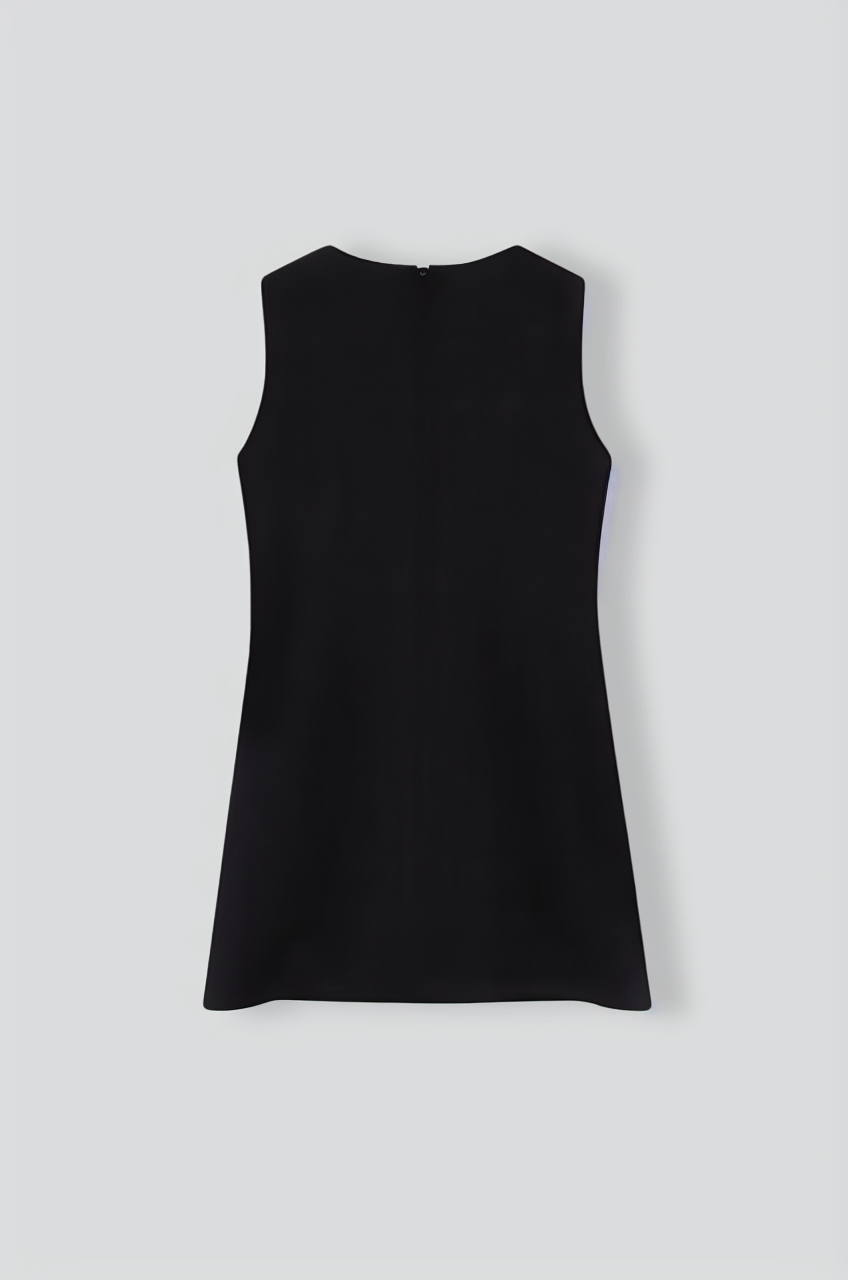 Sleeveless Massive Ribbon Mini Dress - Black