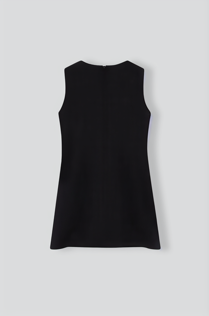 Sleeveless Massive Ribbon Mini Dress - Black