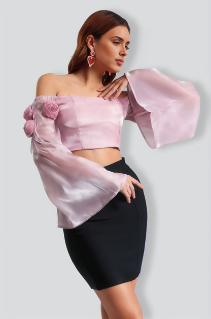 Facia Off-Shoulder Short Top