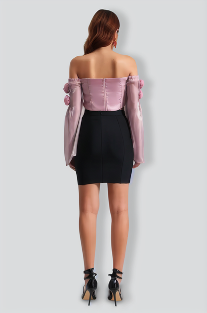 Facia Off-Shoulder Short Top