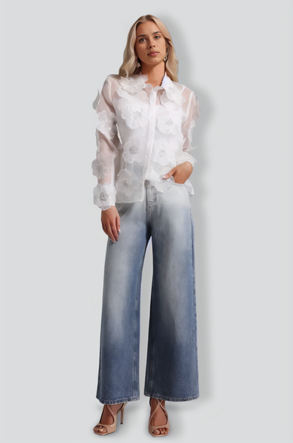 Josie Diamond Flower Organza Blouse