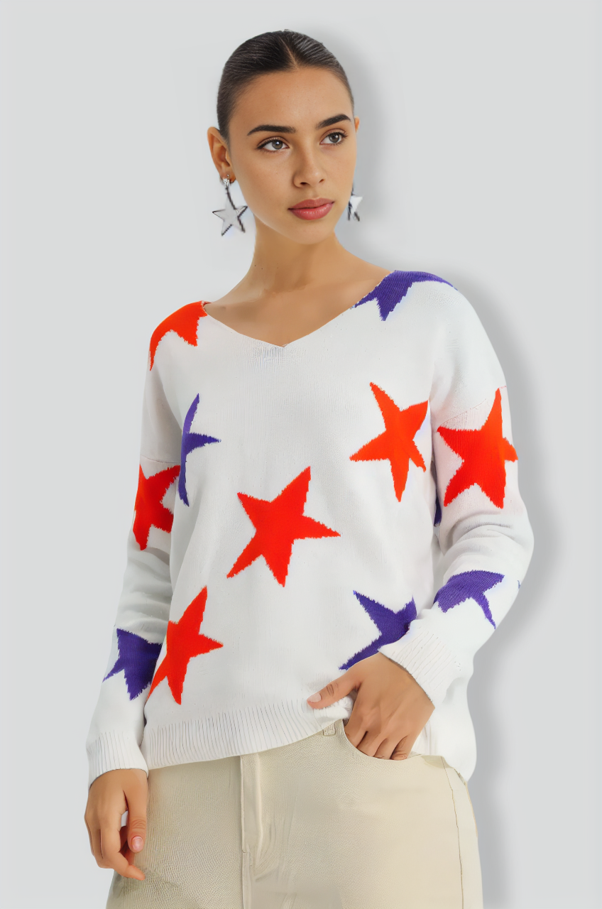 Naya Starts Sweater - White