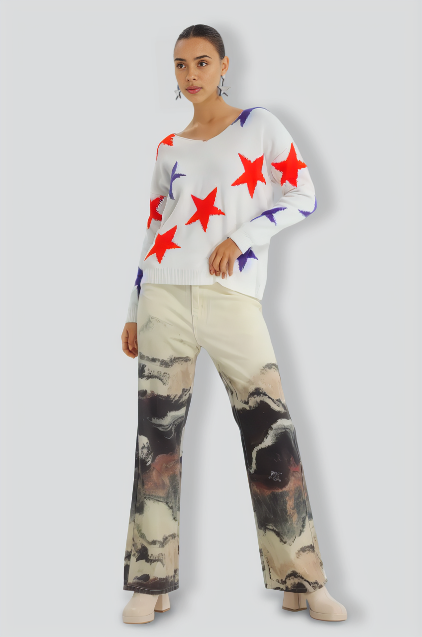 Naya Starts Sweater - White